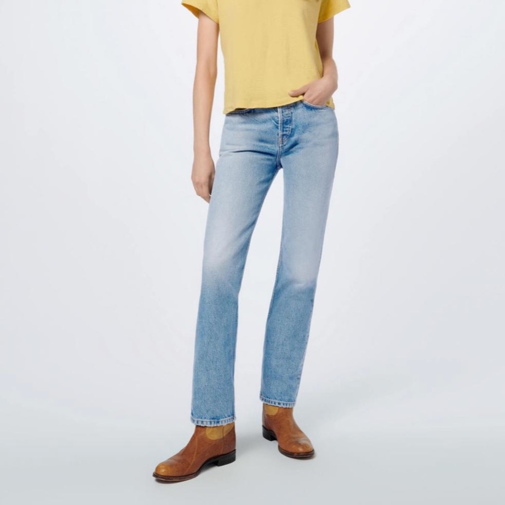 RE/DONE stove pipe jeans in shade light 3